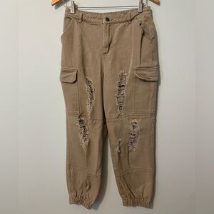 Hyfve Cargo Distressed Pants Light Green Size Small